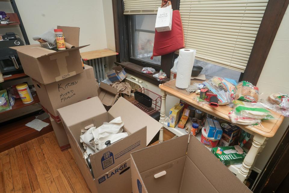 Stacey Baker packs up her apartment complex on April 10 after receiving a notice to vacate.