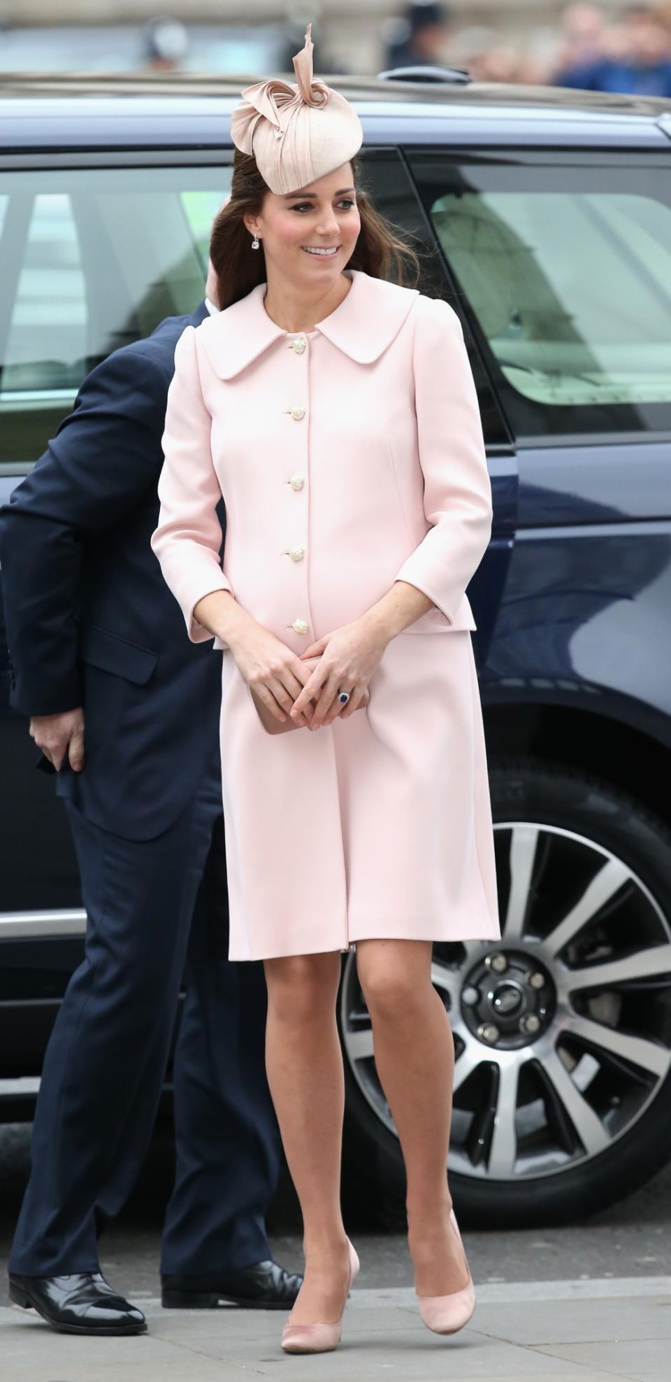 Catherine, Duchess of Cambridge leaves the Observance for Commonwealth Day Service at Westminster Abbey on March 9, 2015 in London, England.