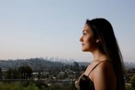 Hailey Orona ( @real.ona ) poses for a portrait at the TIKTOK house "Kids Next Door" in the Hollywood hills of Los Angeles