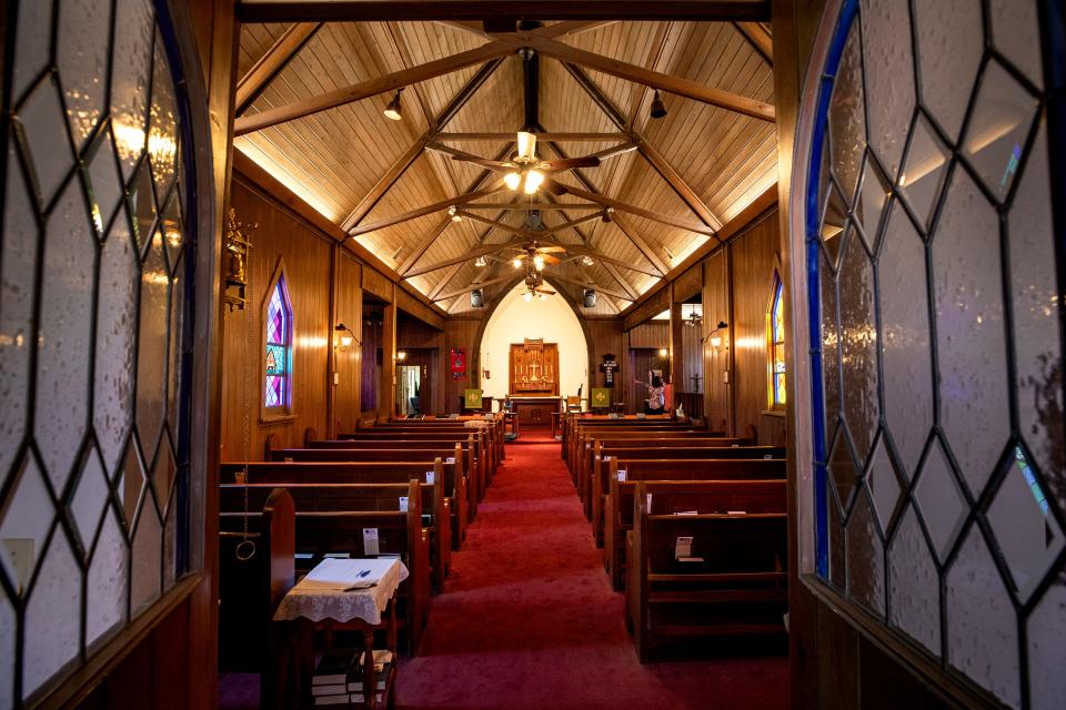 The interior of St. Alban's Episcopal Church in Auburndale is shown from the rear. The church held Its first worship service on Sept. 28, 1898.