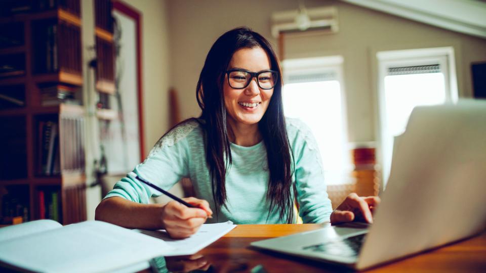 Photo of student studying.