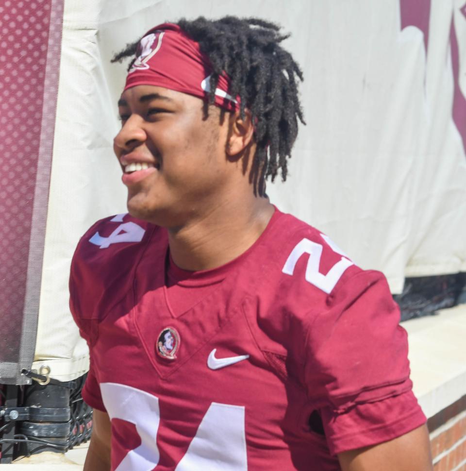 Florida State football and coaches players arrive for the fifth FSU spring football practice of the 2023 season on Thursday, March 30.