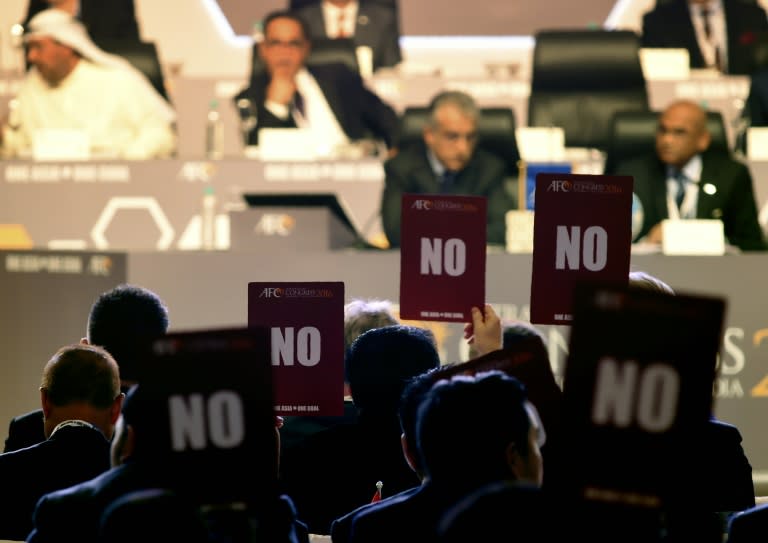 Asian delegates nearly all voted against the agenda after FIFA barred Qatar Football Association vice-president Saoud Al-Mohannadi from standing for one of the council seats