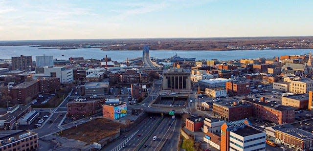 Reader Brett Dussault sent in this drone photo of Fall River, featuring Government Center and the Braga Bridge, pictured on Friday, Dec. 17, 2021.