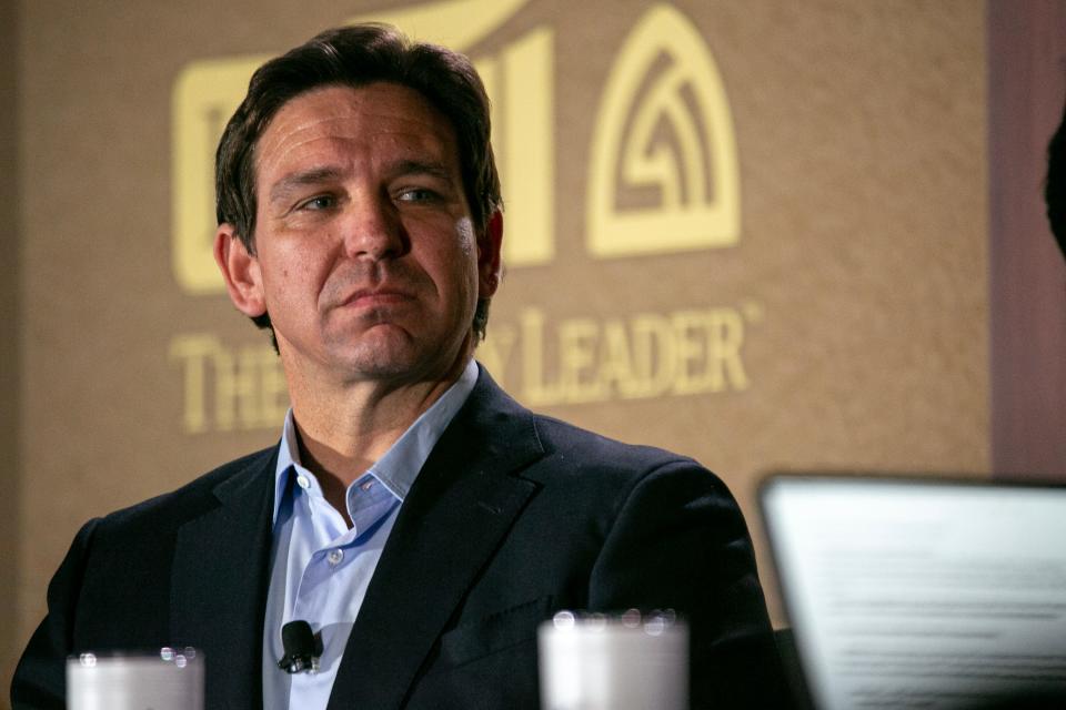 Republican presidential candidate Florida Governor Ron DeSantis attends the Thanksgiving Family Forum at the downtown Marriott on November 17, 2023 in Des Moines, Iowa.