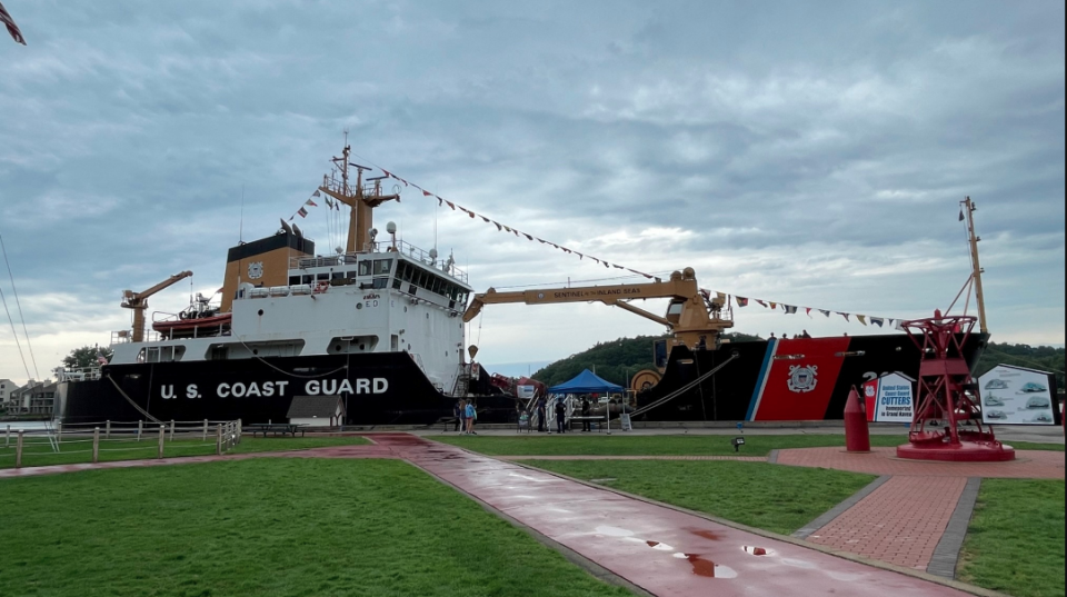 Ships line up along Escanaba Park at the Coast Guard Festival in Grand Haven on Aug. 3, 2022.