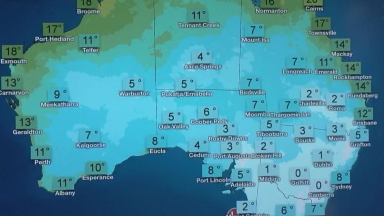 Temperature forecast for the weekend. Picture: Bureau of Meteorolgy