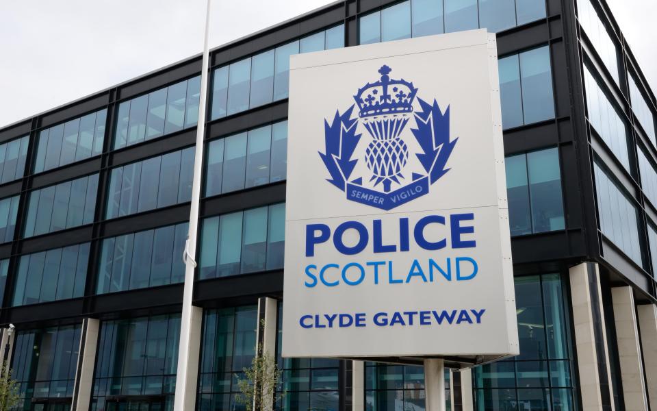 Police Scotland sign at the Clyde Gateway building in Dalmarnock, Glasgow - Credit: Alamy Stock Photo