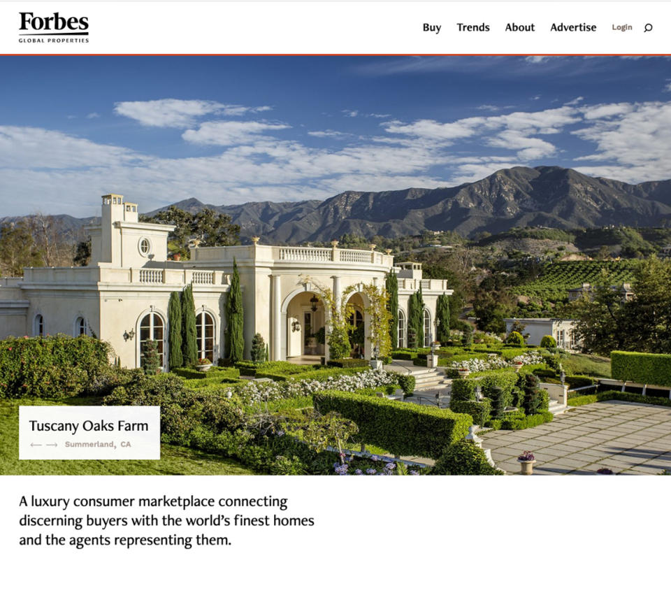 Forbes Global Properties website. Image provided by Forbes Global Properties. 