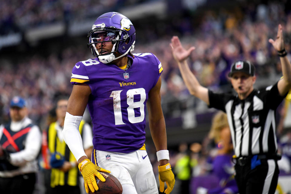 Justin Jefferson won NFL Offensive Player of the Year last season. (Photo by Stephen Maturen/Getty Images)