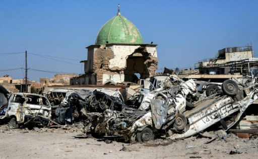 Once a famous landmark, Mosul's Great Mosque of Al-Nuri has been reduced to a pile of rubble