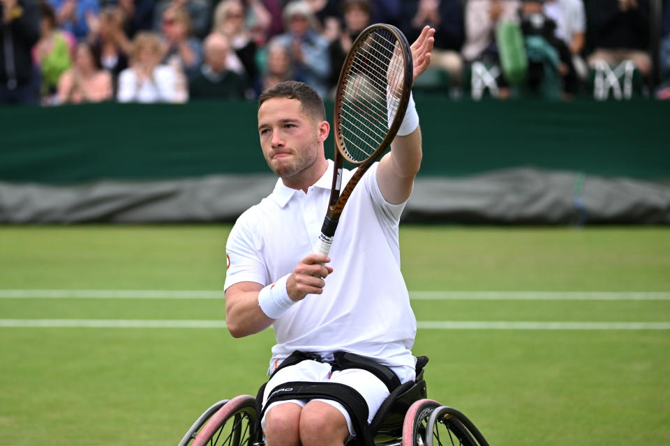 The Norwich wheelchair tennis star, 26, got his campaign off to a winning start with a comfortable straight sets triumph over fellow Norfolk player Ben Bartram