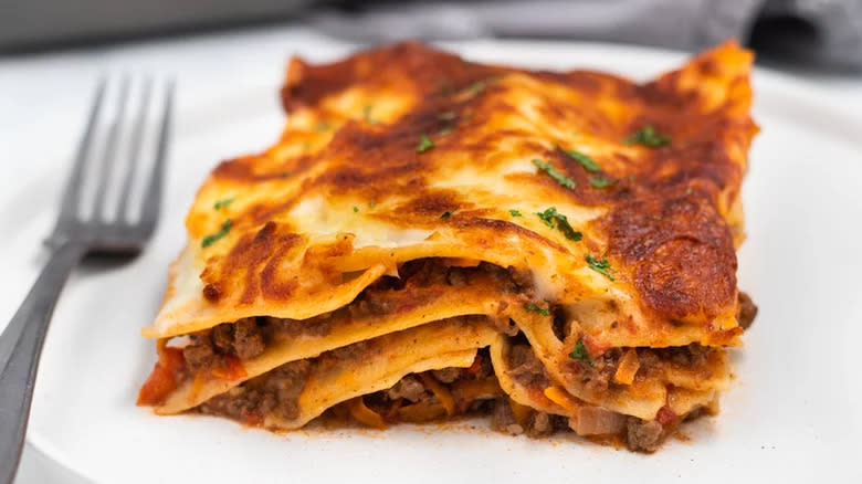 Plate of classic lasagna