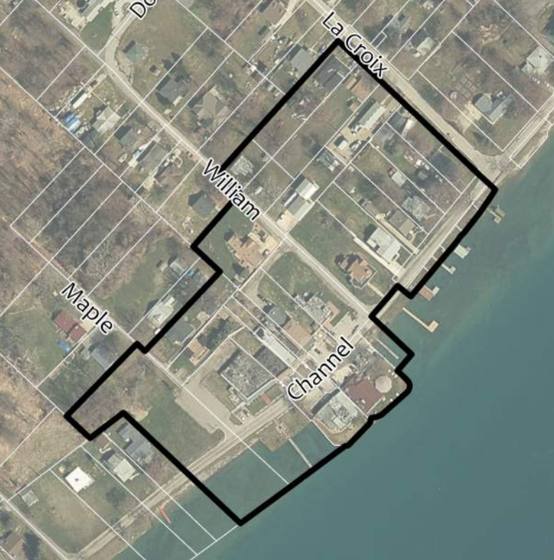 The town of Sans Souci on Harsens Island in Clay Township is largely encompassed along an area of South Channel Drive, Maple and William streets, and up to La Croix Road, according to boundaries shared in the township's master plan.