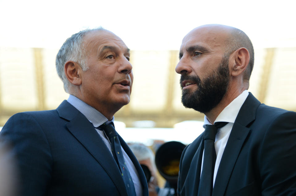 James Pallotta (left) and Monchi (right) run the show at Roma. (Getty)