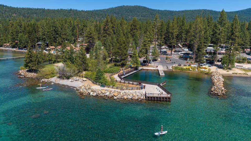 The new Tahoe Vista Recreation Area and scenic overlook helps mitigate erosion that affects lake clarity and provides better ADA accessibility. - California Tahoe Conservancy