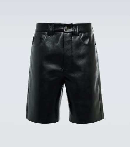 black vegan leather men's shorts from nanushka