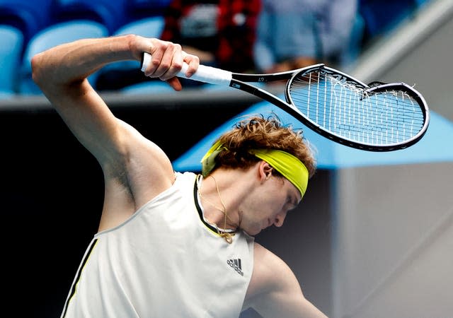 Alexander Zverev is never far from racket-smashing mode and the German took his frustrations out after losing the first set against Marcos Giron 