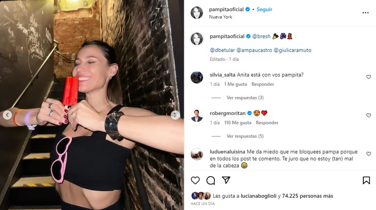 Roberto García Moritán reaccionó al posteo de Pampita durante la Bresh (Foto: capturaInstagram/@pampitaoficial)