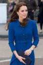 Unlike the first few years of her marriage, Kate Middleton has barely been seen in any affordable looks in 2017, with the <i>Daily Mail</i> calculating she's worn nearly $100,000 of designer frocks so far. Kate’s first official engagement of 2017 saw her wearing a $2,640 blue belted coat by Eponine London.