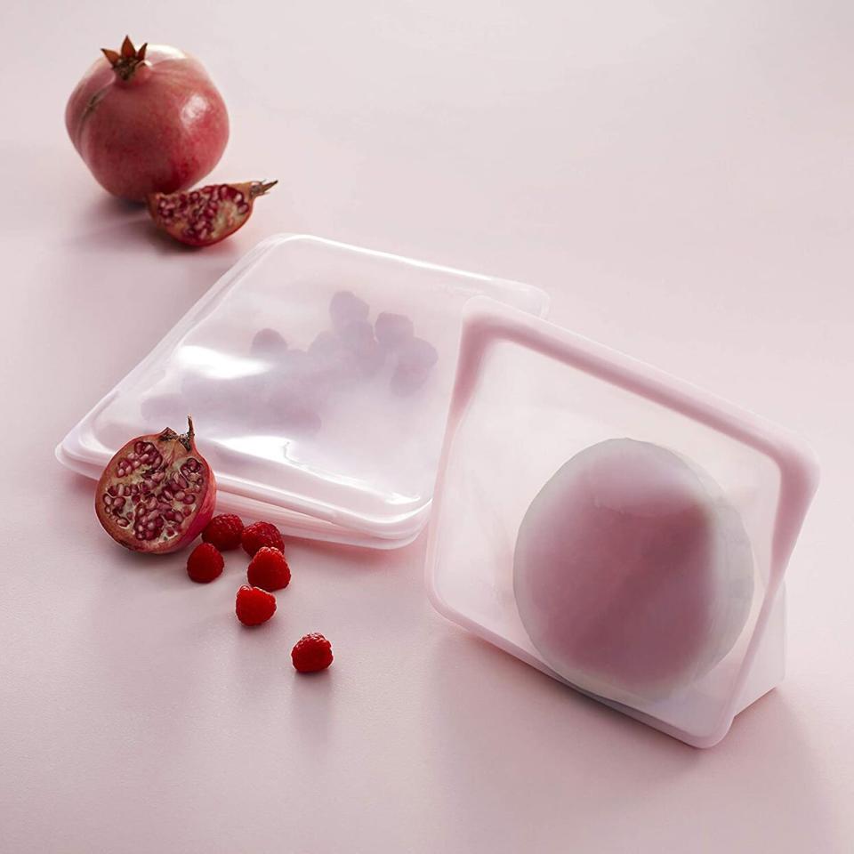 Stasher Platinum Silicone Food Grade Reusable Storage Bag in Rose Quartz