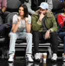 <p>The model watched intently as her Clippers boyfriend, Blake Griffin, and his teammates took on the Celtics at the Staples Center on Wednesday. (Photo: Allen Berezovsky/Getty Images) </p>