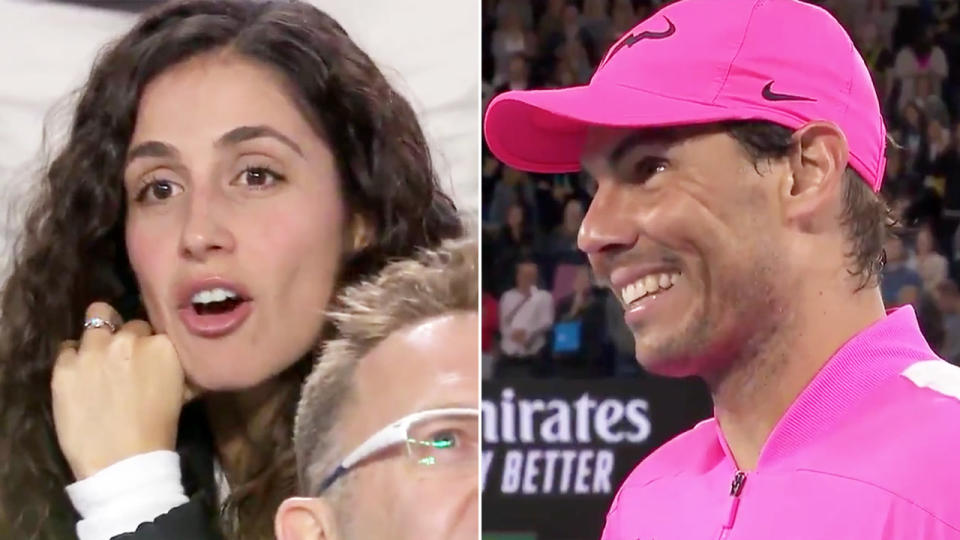 Xisca Perello and Rafael Nadal, pictured here after his win at the Australian Open.