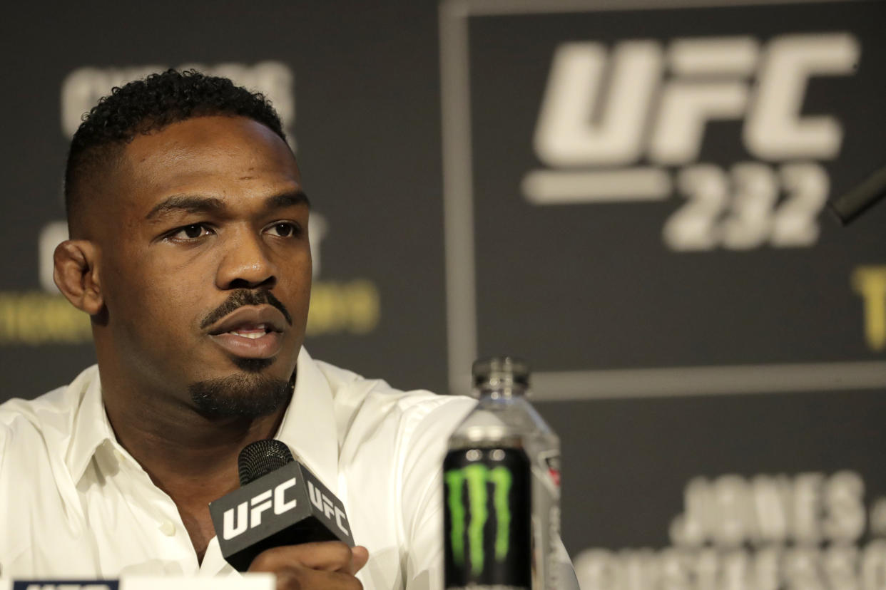 Jon Jones is returning from the third suspension of his career at UFC 232. (AP Photo)