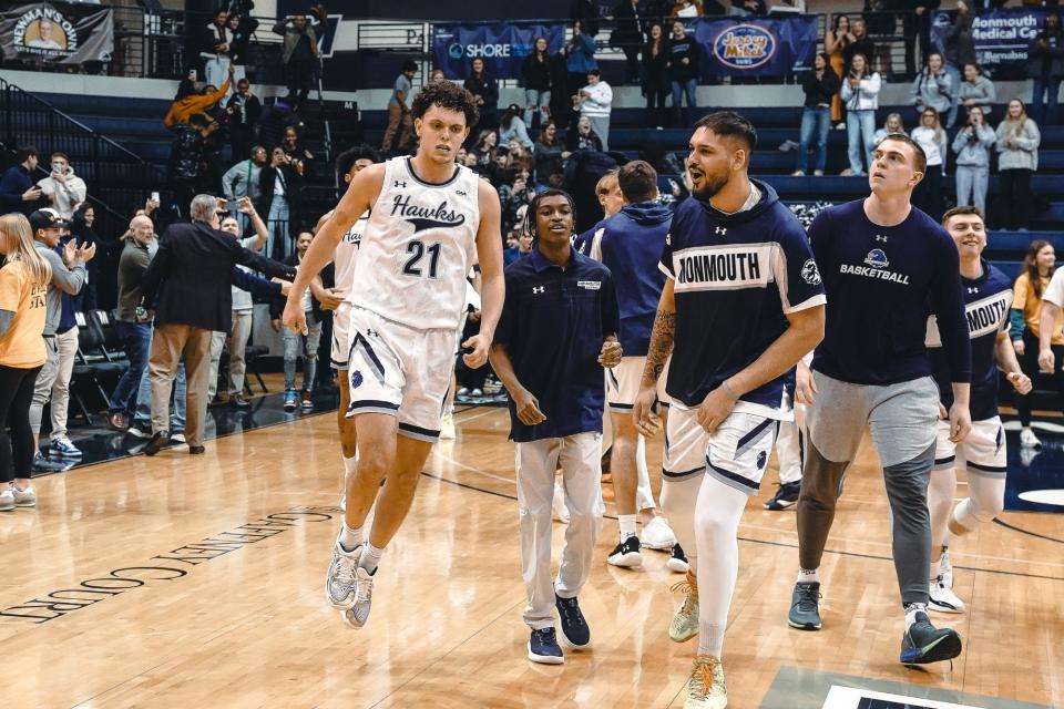Monmouth's Xander Rice hit the game-winning 3-pointer at the buzzer to beat Campbell Thursday night at OceanFirst Bank Center in West Long Branch.