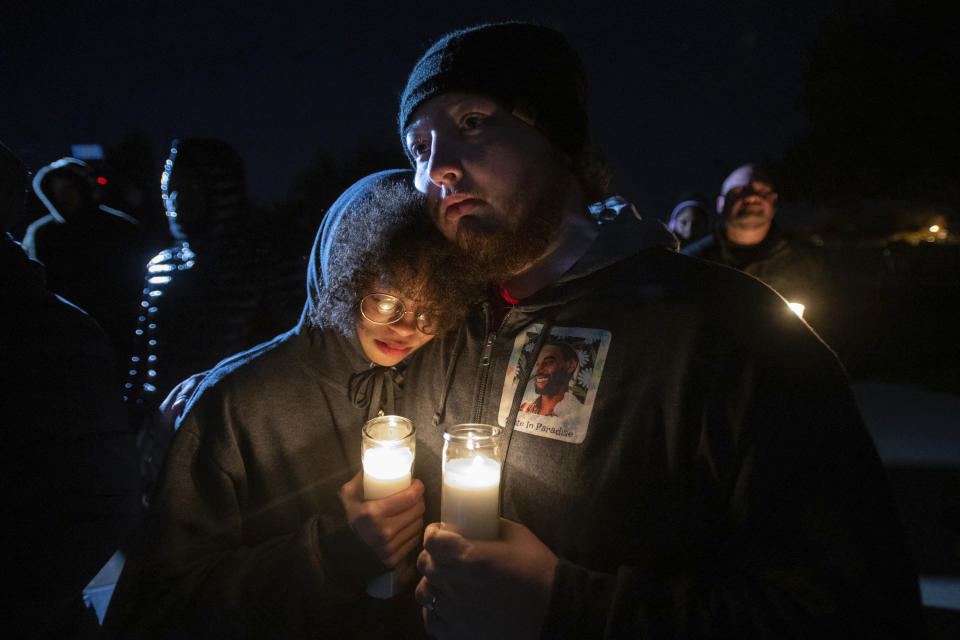 Candlelight illuminates photo of Tyre Nichols during a vigil for him late Monday, Jan. 30, 2023, at Regency Community Skate Park in Natomas, where Tyree used to skateboard when he lived in Sacramento, Calif. Nichols, who moved to Tennessee in 2020, was fatally beaten by Memphis police earlier this month. (Paul Kitagaki Jr./The Sacramento Bee via AP)