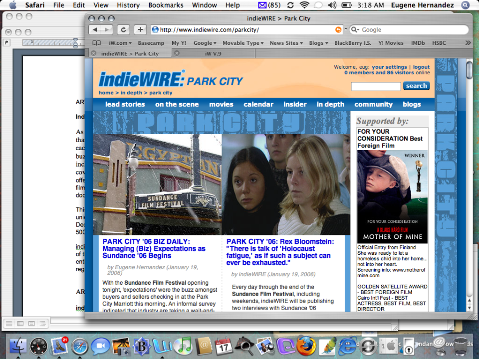 Early IndieWire Sundance coverage (or indieWIRE, as it was known then)