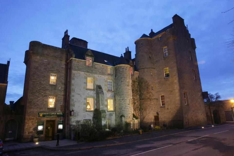 <p>A great first stop on your scenic loop, <a href="https://www.booking.com/hotel/gb/dornochcastle.en-gb.html?aid=2070935&label=north-coast-500" rel="nofollow noopener" target="_blank" data-ylk="slk:Dornoch Castle Hotel;elm:context_link;itc:0;sec:content-canvas" class="link ">Dornoch Castle Hotel</a> is in the historic town of Dornoch, an hour’s drive north of Inverness, and opposite the 12th-century cathedral. Dining options include candle-lit suppers in the restaurant that overlooks the walled gardens, or fine-dining with wine and whisky pairings in the Vault.<br><br>Unsurprisingly, the 500-year-old castle’s characterful rooms have original features, and you can stay in the tower itself – the Tower Suite has a carved four-poster bed, wood-panelling, high ceilings and a fireplace.</p><p><a class="link " href="https://www.booking.com/hotel/gb/dornochcastle.en-gb.html?aid=2070935&label=north-coast-500" rel="nofollow noopener" target="_blank" data-ylk="slk:CHECK AVAILABILITY;elm:context_link;itc:0;sec:content-canvas">CHECK AVAILABILITY</a></p>