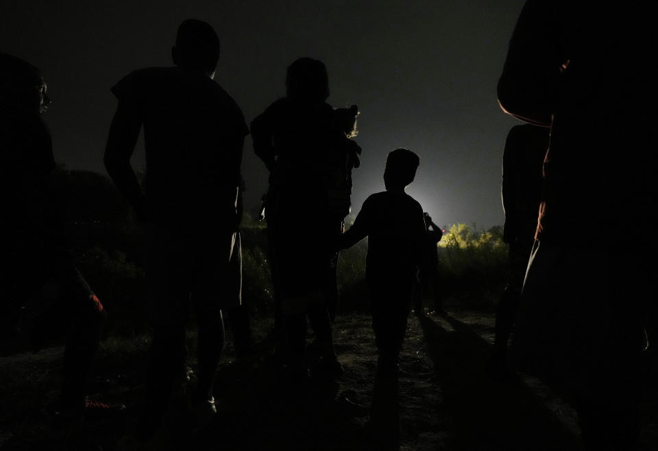 Migrants arrive on the Mexican side of the Rio Grande with plans to cross to the United States from Matamoros, Mexico, Thursday, May 11, 2023. U.S. authorities have been unveiling strict new measures, which crack down on illegal crossings while also setting up legal pathways for migrants who apply online, seek a sponsor and undergo background checks. If successful, the reforms could fundamentally alter how migrants arrive at the U.S.-Mexico border. (AP Photo/Fernando Llano)