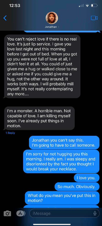 Jonathan Majors’ text to Grace Jabbari (Manhattan DA)