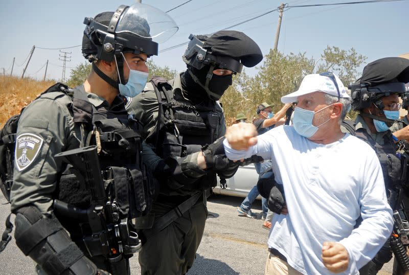 Palestinians protest against Jewish settlements and Israel's plan to annex parts of West Bank