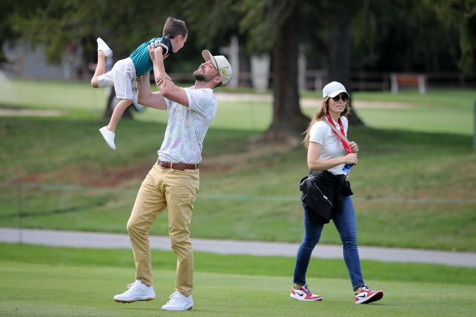 Justin Timberlake, Jessica Biel, and their son Silas