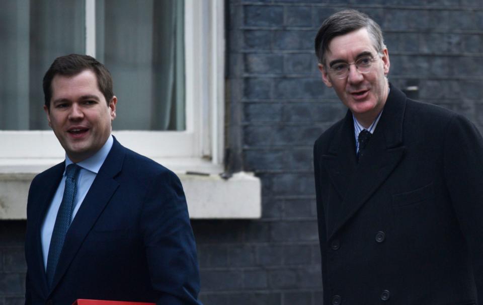 Robert Jenrick, left, received the backing of Sir Jacob Rees-Mogg in a boost to his standing