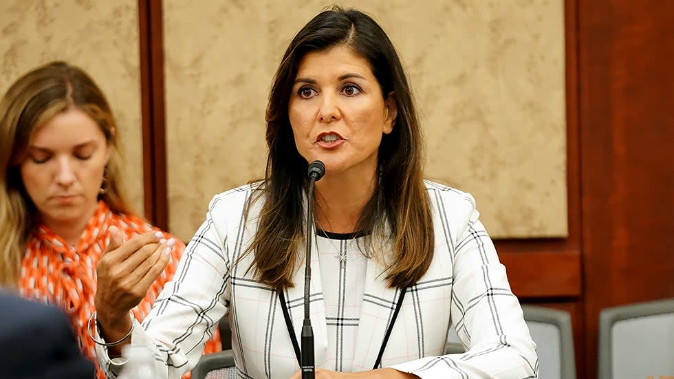 Nikki Haley addresses the Republican Study Committee during a luncheon on Wednesday, June 16, 2021 at the U.S. Capitol.