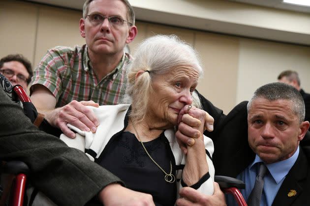 Mike Williams' family and friends cry over the guilty verdict in the trial against Denise Williams, Mike's former wife, on Dec. 14, 2018.