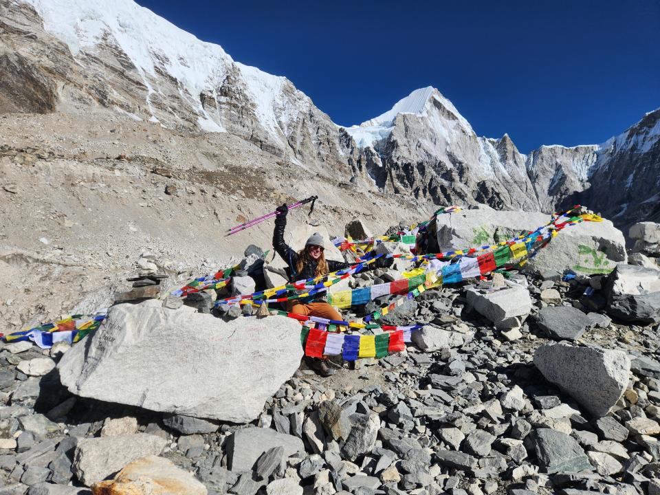 Sarah Beatrice of Ellwood City at Mount Everest base camp.