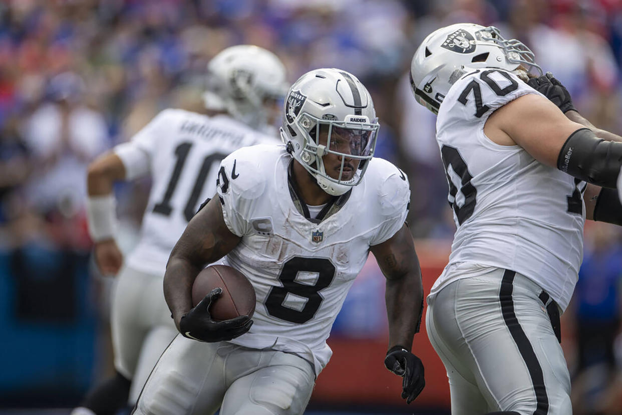 Las Vegas Raiders running back Josh Jacobs was an All-Pro performer two seasons ago. (Heidi Fang/Las Vegas Review-Journal/Tribune News Service via Getty Images)