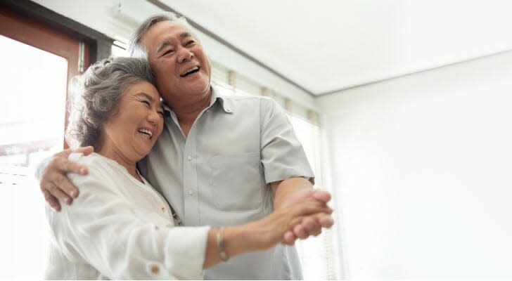 Asian couple celebrates their retirement