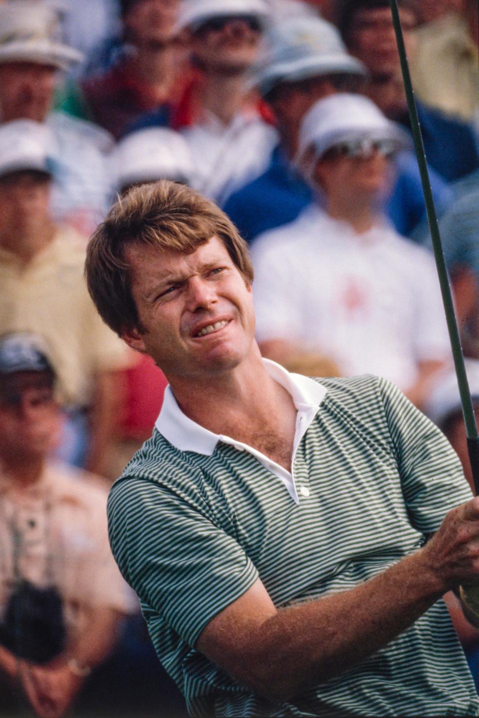 Tom Watson watches the ball in play at Augusta National during Sunday's final round in the 1981 Masters.