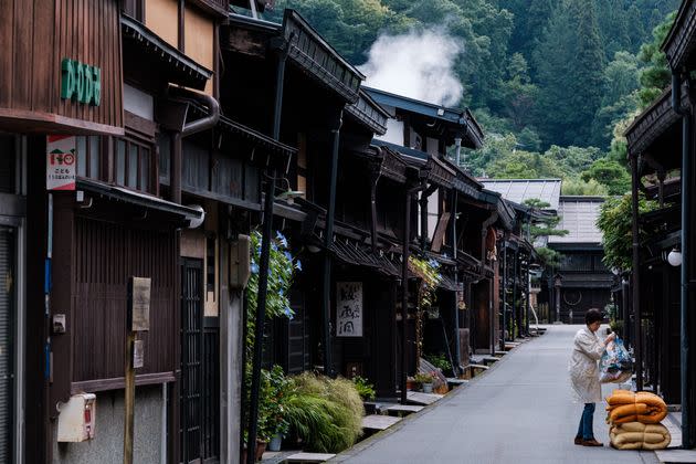 Putting out the garbage for collection in Takayama, Gifu.