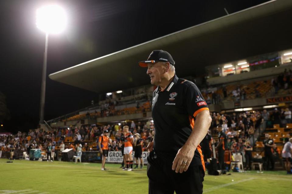 Tim Sheens at Leichhardt Oval after the Tigers’ 22-10 round-one loss to Gold Coast.