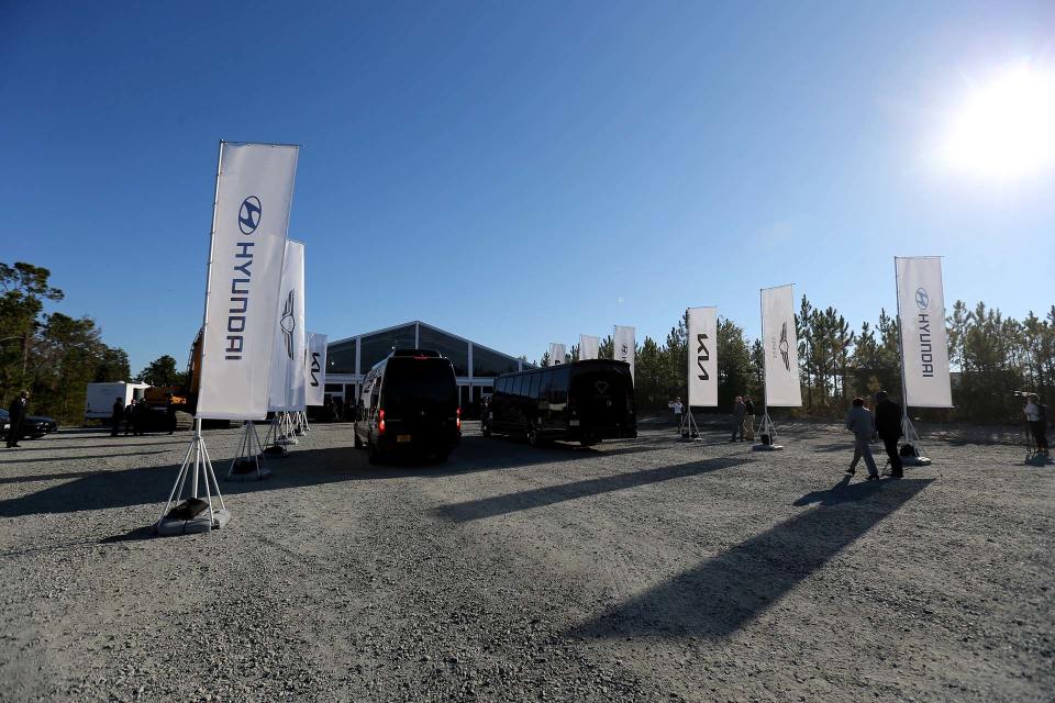 Dignitaries arrive Tuesday for the official groundbreaking of the Hyundai EV manufacturing facility at the Bryan County Mega Site.