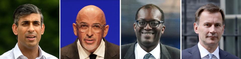 The four Chancellors of 2022 — so far (l-r: new PM Rishi Sunak, Nadhim Zahawi, Kwasi Kwarteng, Jeremy Hunt) (PA)