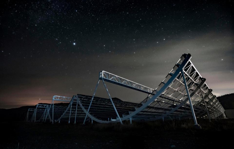 On Wednesday, Nov. 4, 2020, astronomers used the CHIME radio telescope in Kaleden, British Columbia, to trace an April 2020 fast radio burst to our own galaxy and a type of powerful energetic young star called a magnetar.