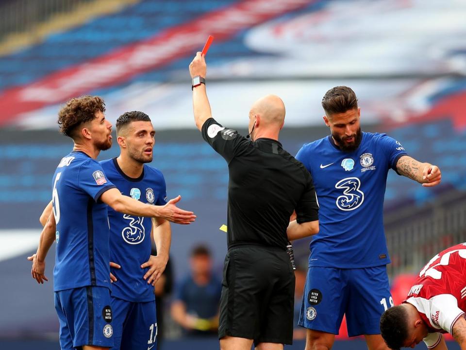 Mateo Kovacic was sent off after controversially receiving a second booking: Getty Images