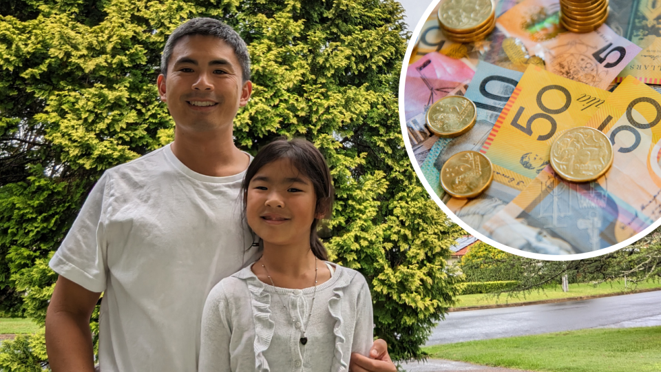 Jonathan Ng and his daughter. Australian money. Cost of living.